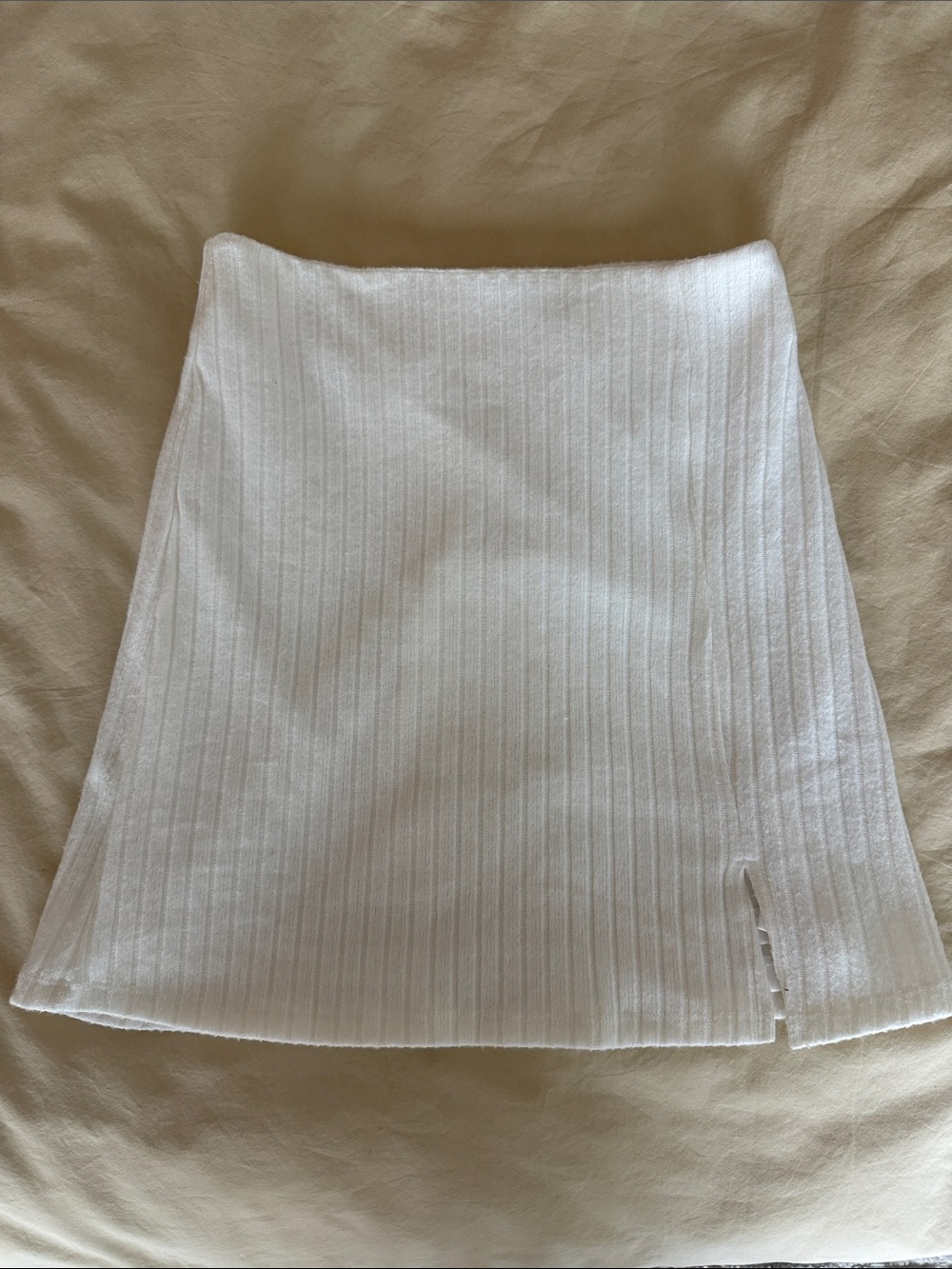 Princess Polly White Ribbed Mini Skirt with Side Slit